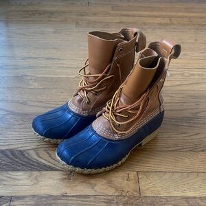 L.L. Bean Tan and Navy Bean Boots
